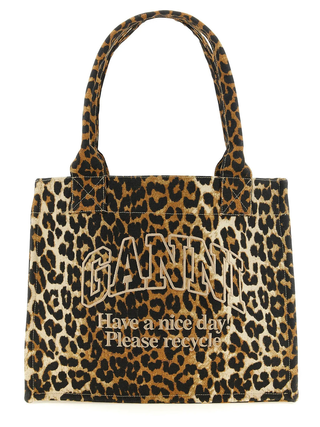 Ganni Ganni Brown Recycled Cotton Tote Bag