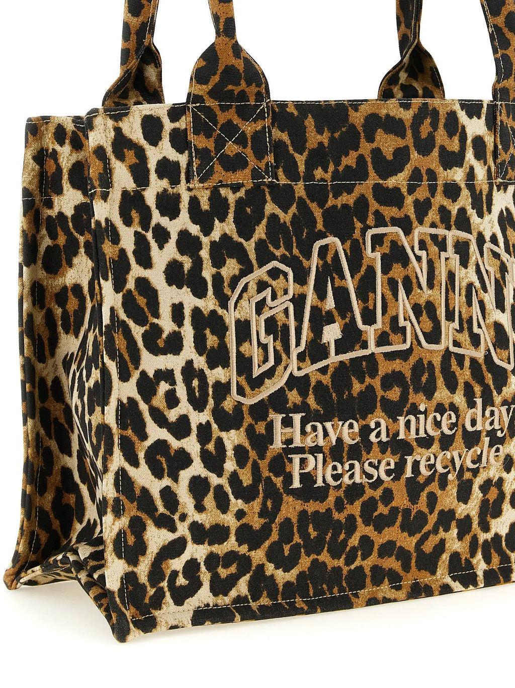 Ganni Ganni Brown Recycled Cotton Tote Bag