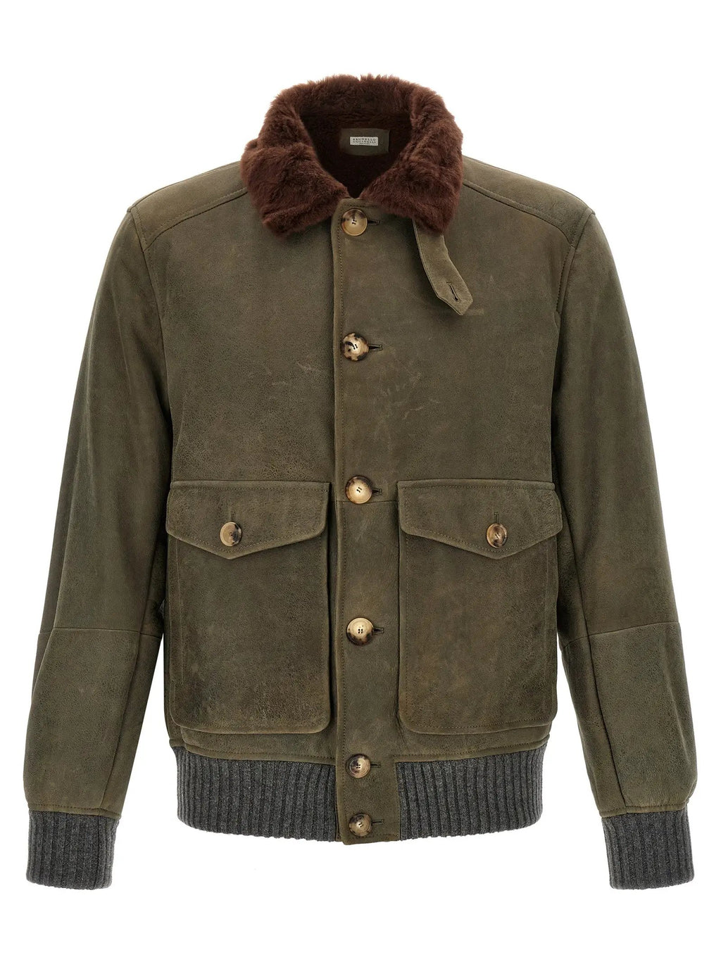 Brunello Cucinelli Bicolor Lamb Leather Leather Jacket