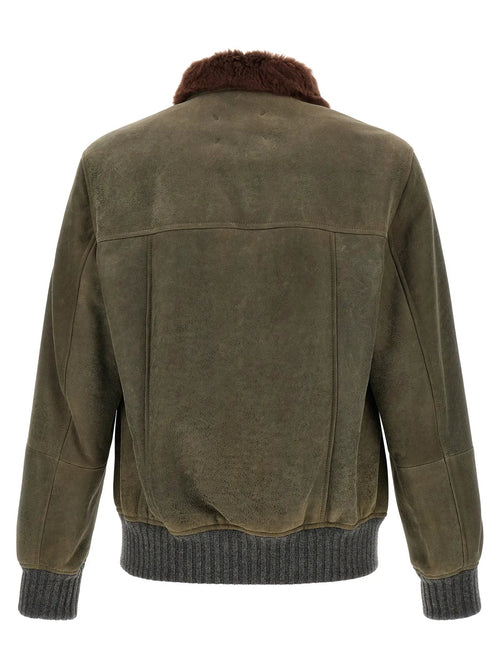 Brunello Cucinelli Brunello Cucinelli Bicolor Lamb Leather Leather Jacket