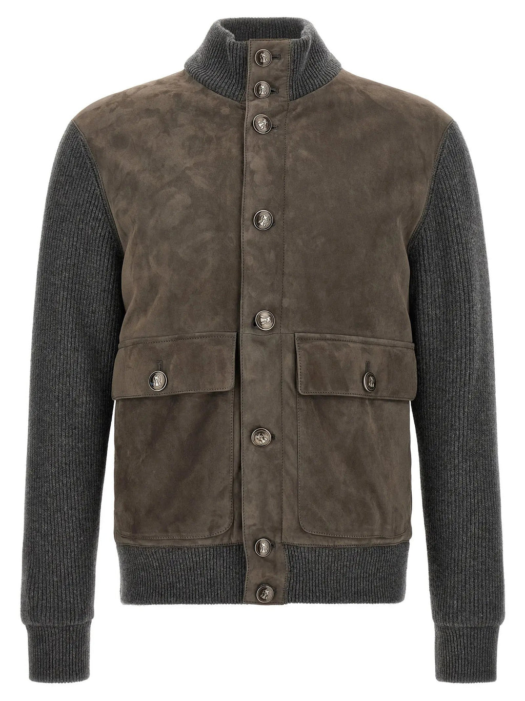 Brunello Cucinelli Brunello Cucinelli Gray Lamb Leather Leather Jacket