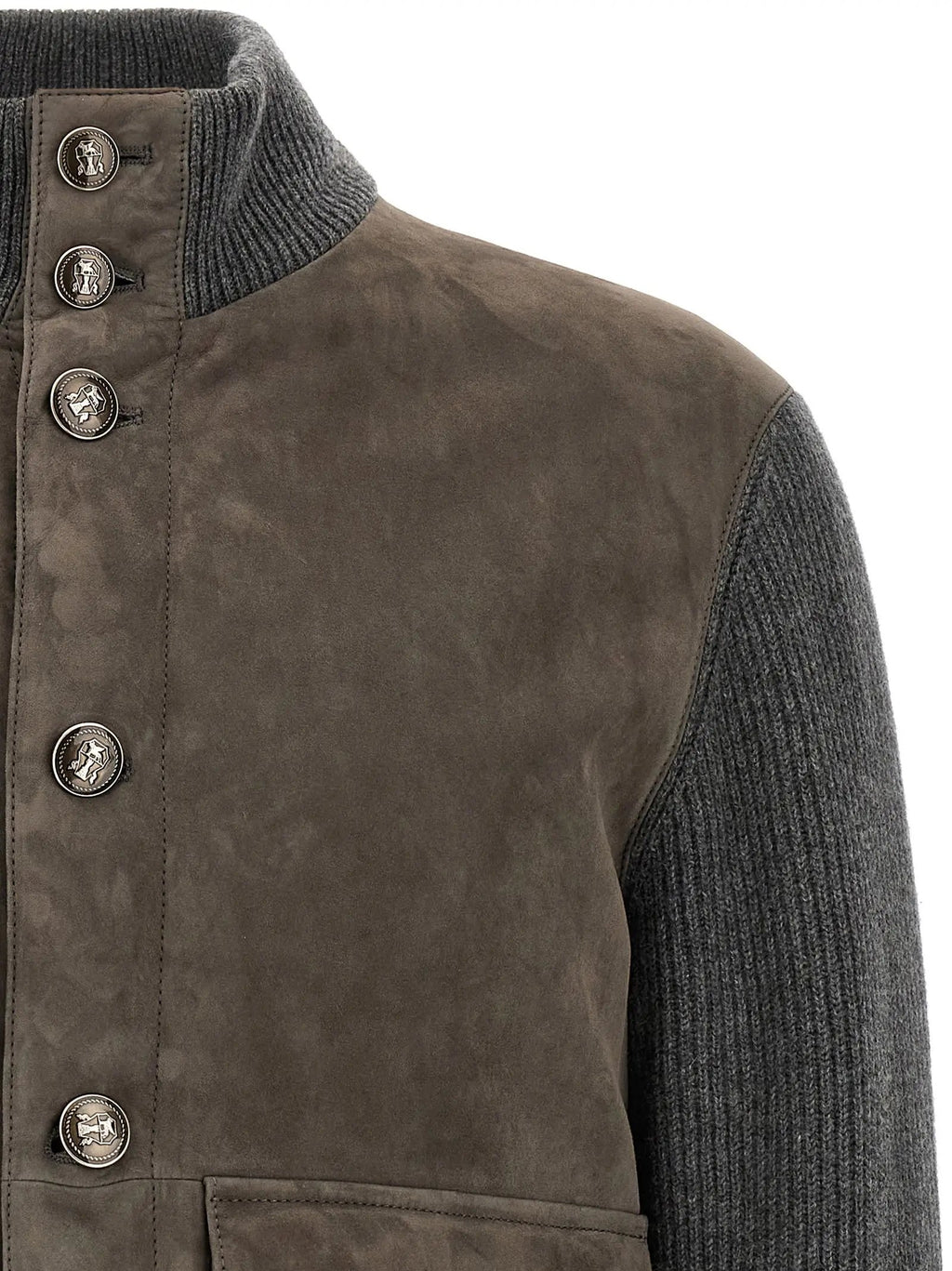 Brunello Cucinelli Brunello Cucinelli Gray Lamb Leather Leather Jacket