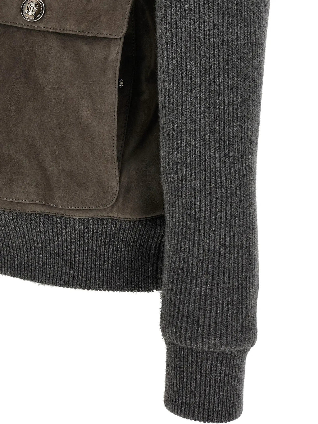Brunello Cucinelli Brunello Cucinelli Gray Lamb Leather Leather Jacket