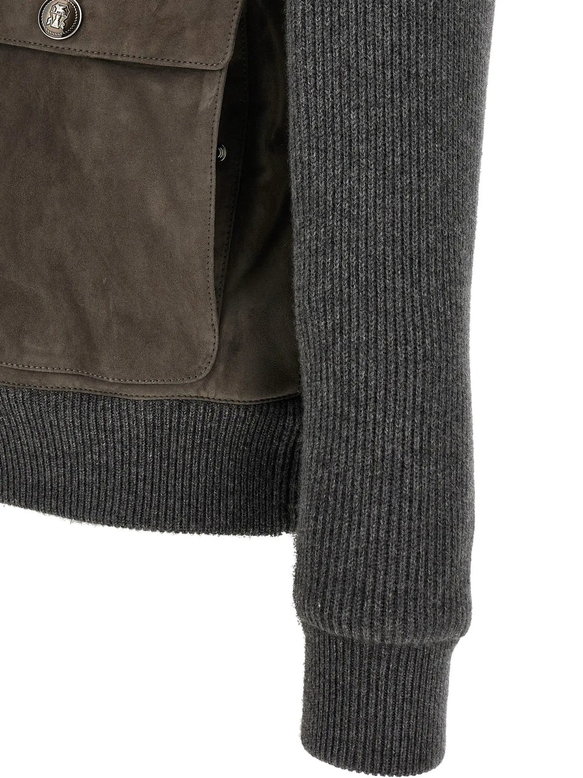 Brunello Cucinelli Brunello Cucinelli Gray Lamb Leather Leather Jacket