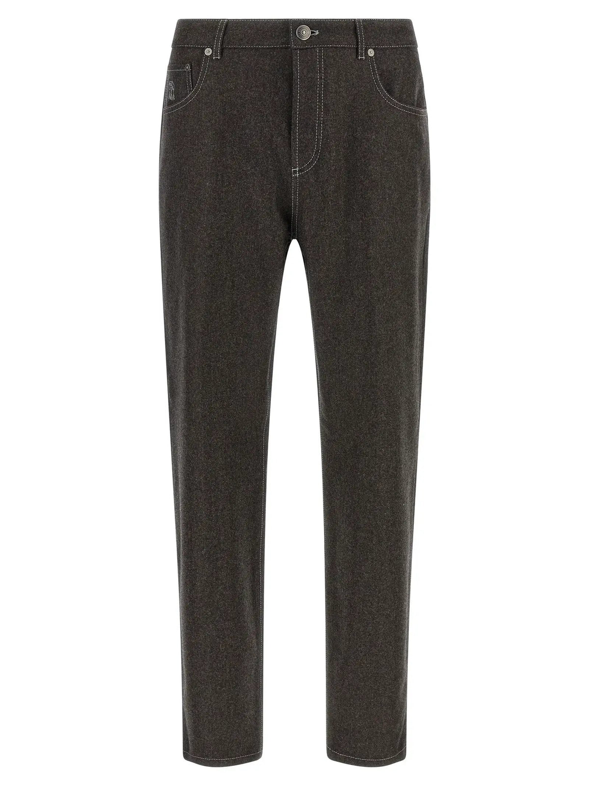 Brunello Cucinelli Gray Virgin Wool Casual Pants