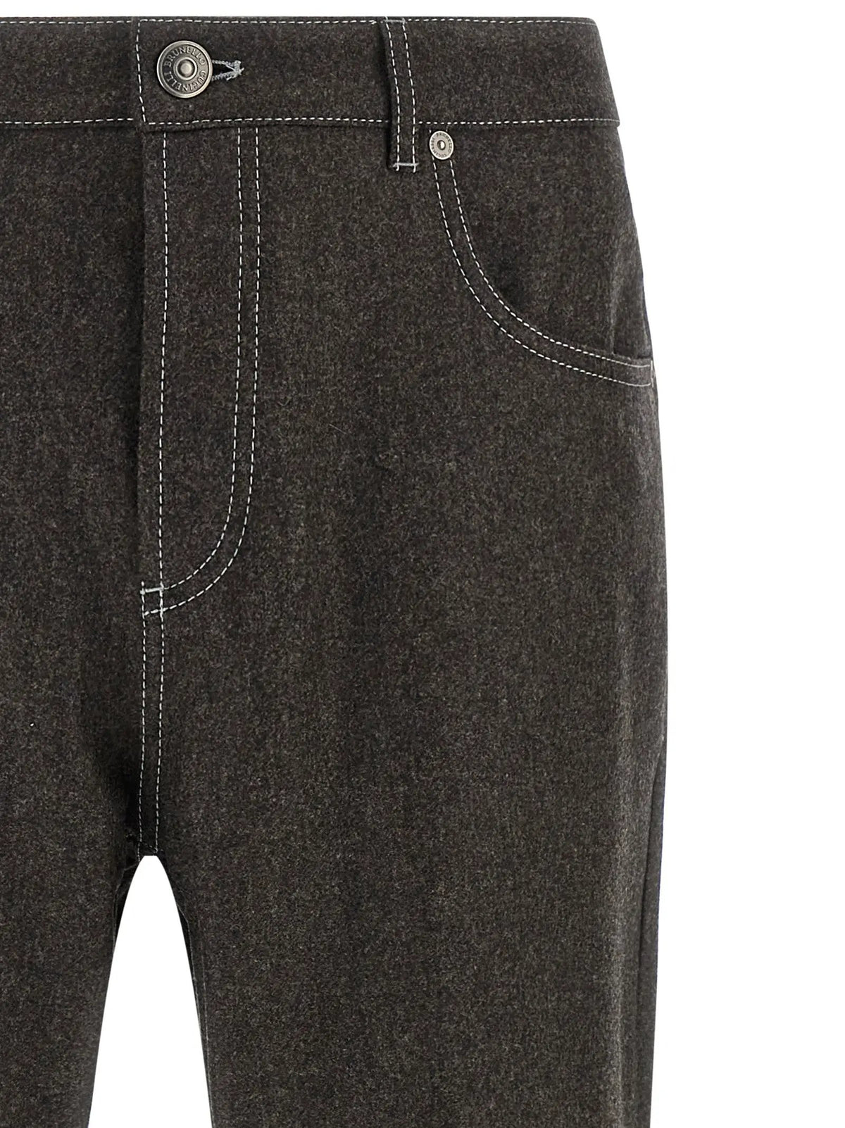 Brunello Cucinelli Gray Virgin Wool Casual Pants