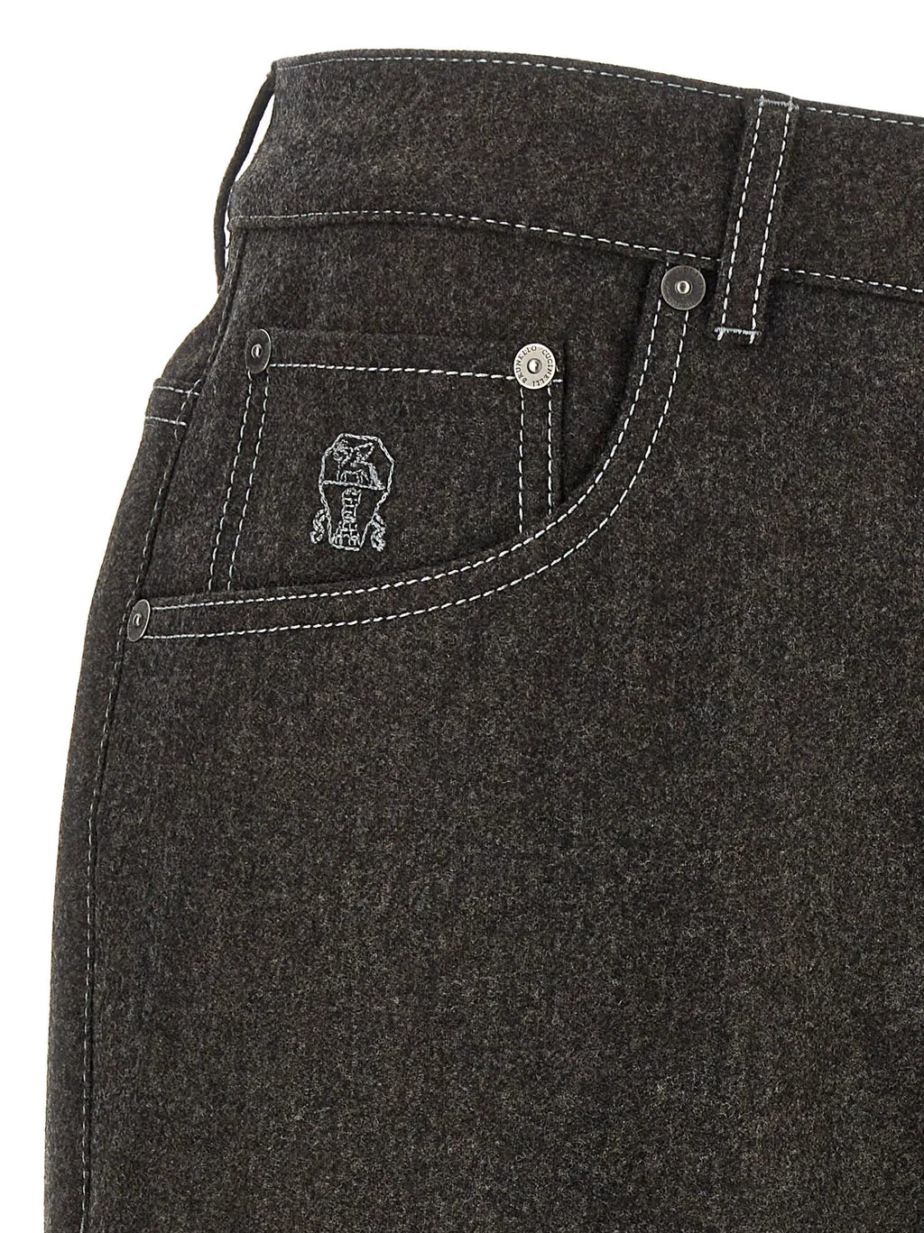 Brunello Cucinelli Gray Virgin Wool Casual Pants