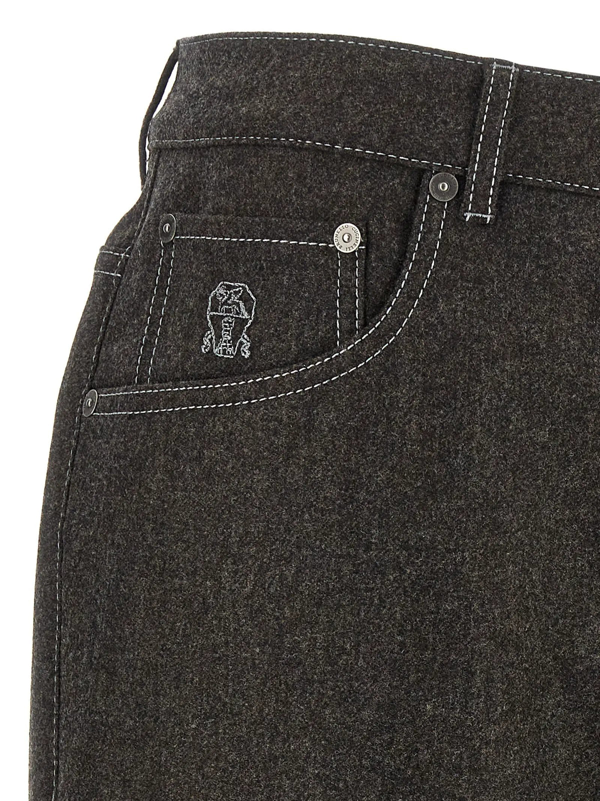 Brunello Cucinelli Gray Virgin Wool Casual Pants
