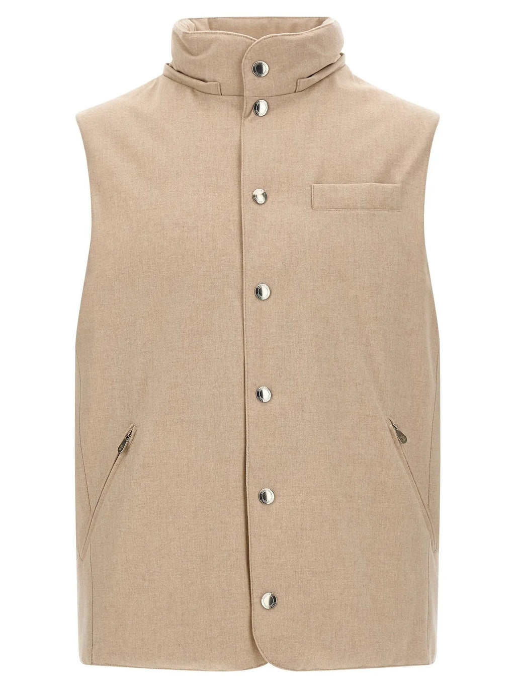 Brunello Cucinelli Beige Wool Sleeveless Jacket