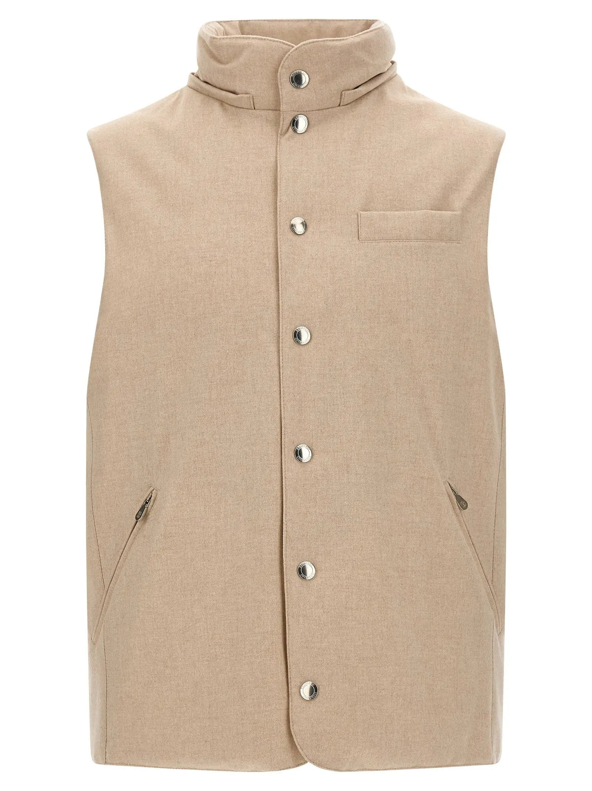 Brunello Cucinelli Beige Wool Sleeveless Jacket