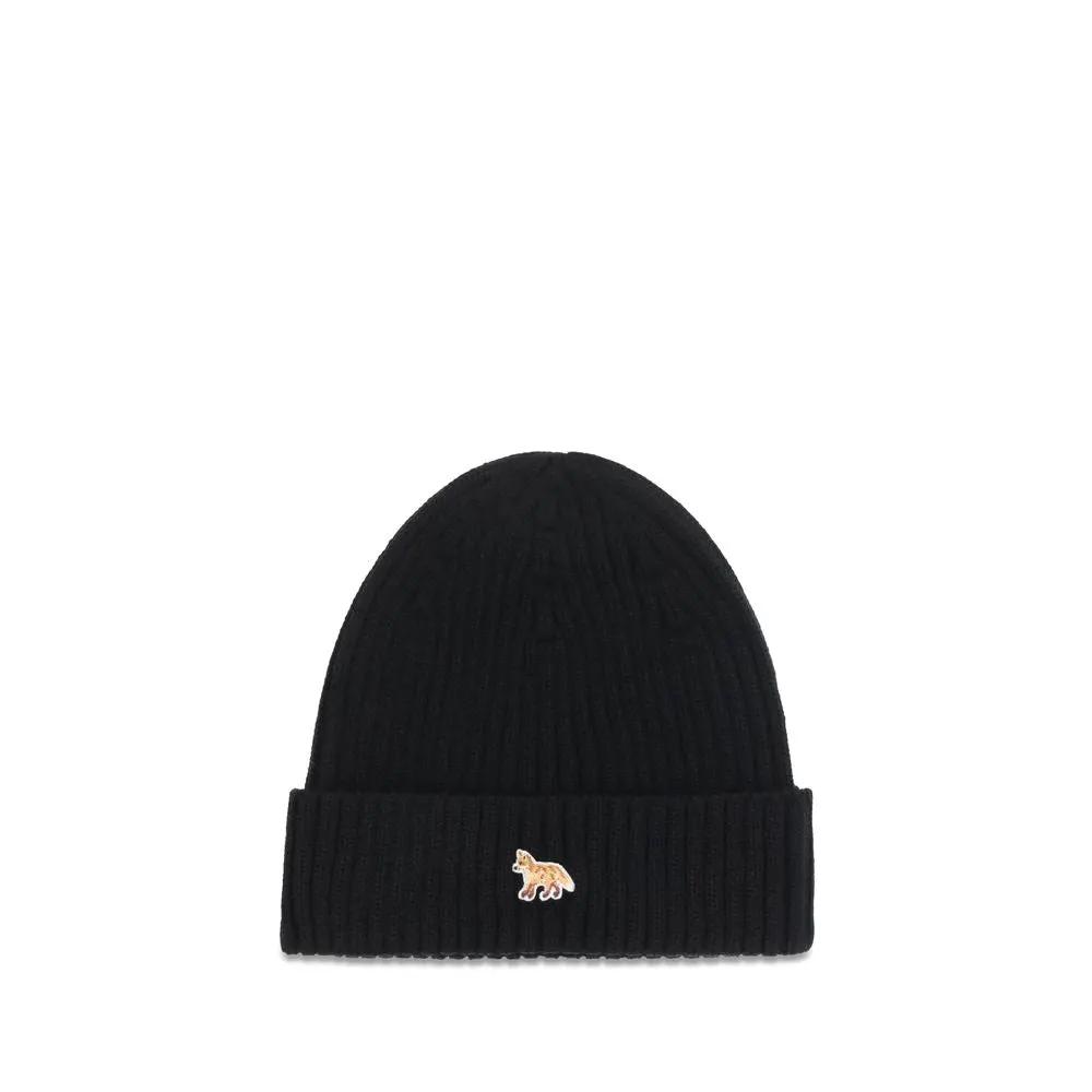 Maison Kitsuné Black Wool Oves Aries Beanie