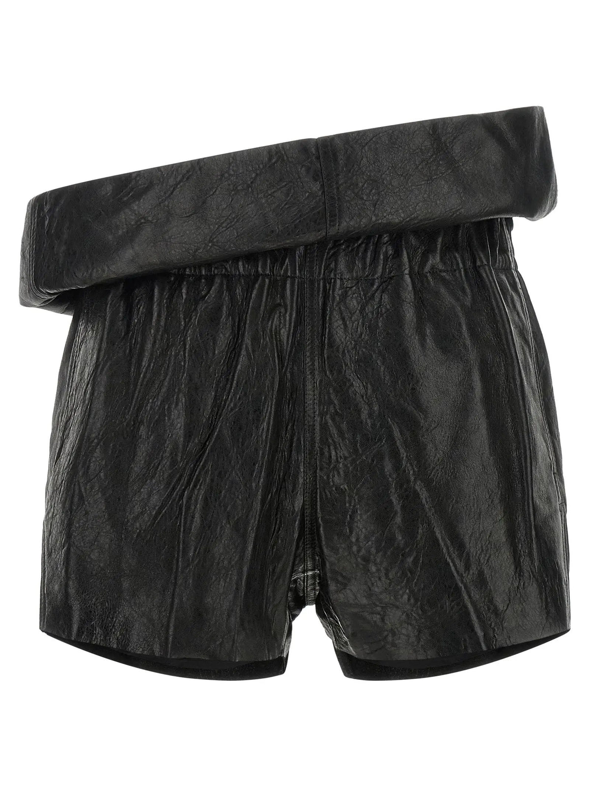 Rick Owens Black Lamb Leather Bermuda Shorts