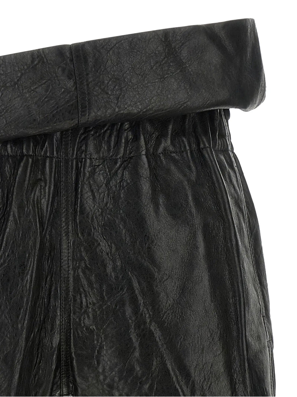 Rick Owens Black Lamb Leather Bermuda Shorts