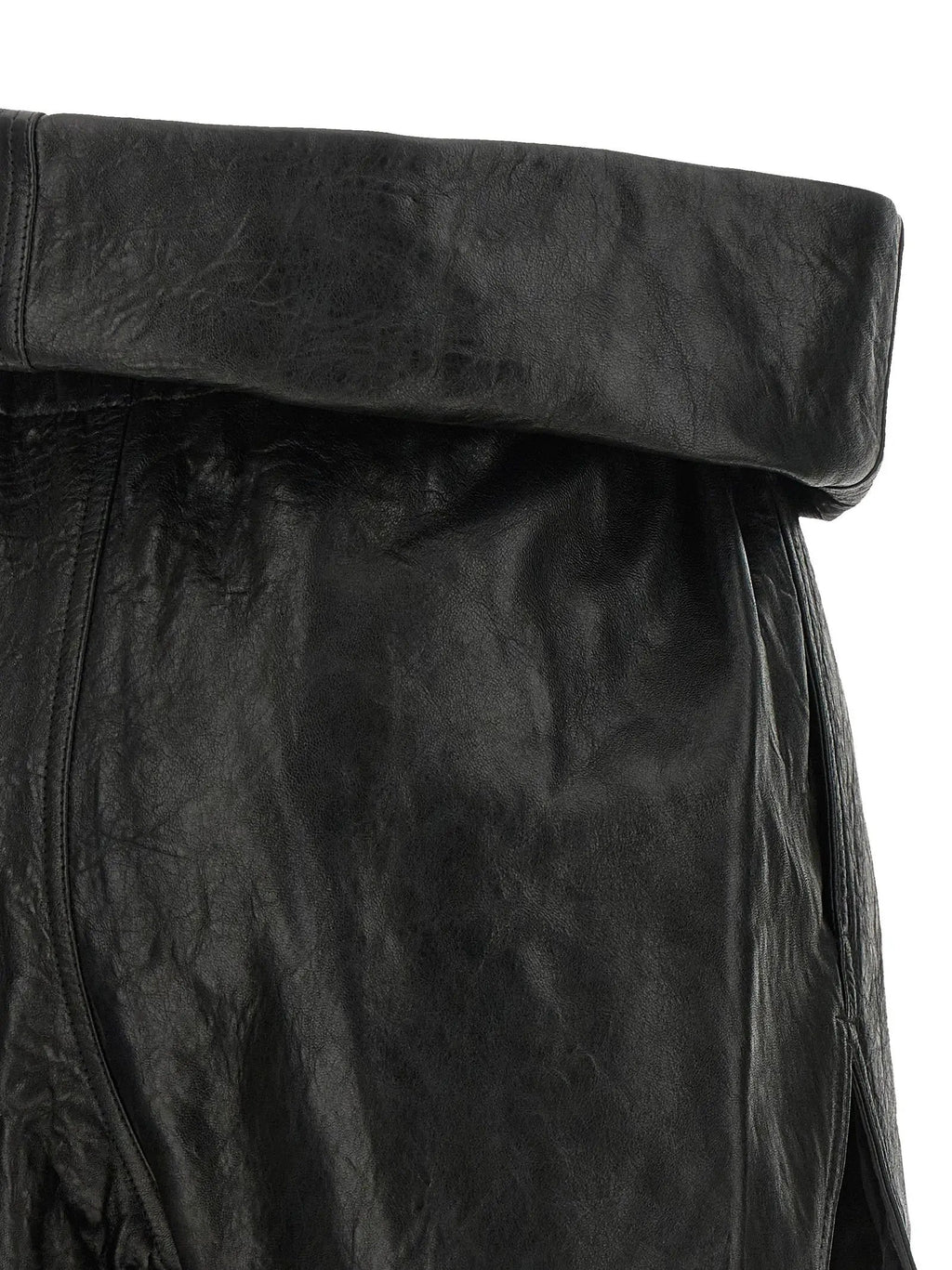 Rick Owens Black Lamb Leather Bermuda Shorts