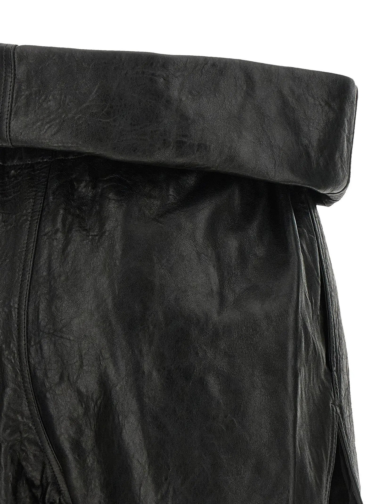 Rick Owens Black Lamb Leather Bermuda Shorts