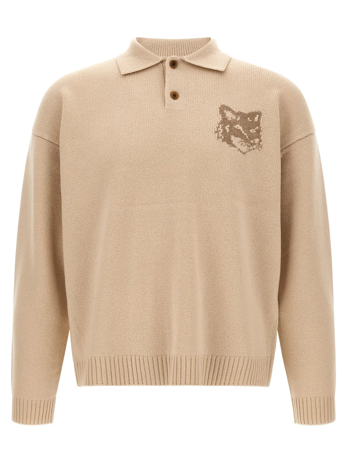 Maison Kitsuné Beige Wool Cardigan