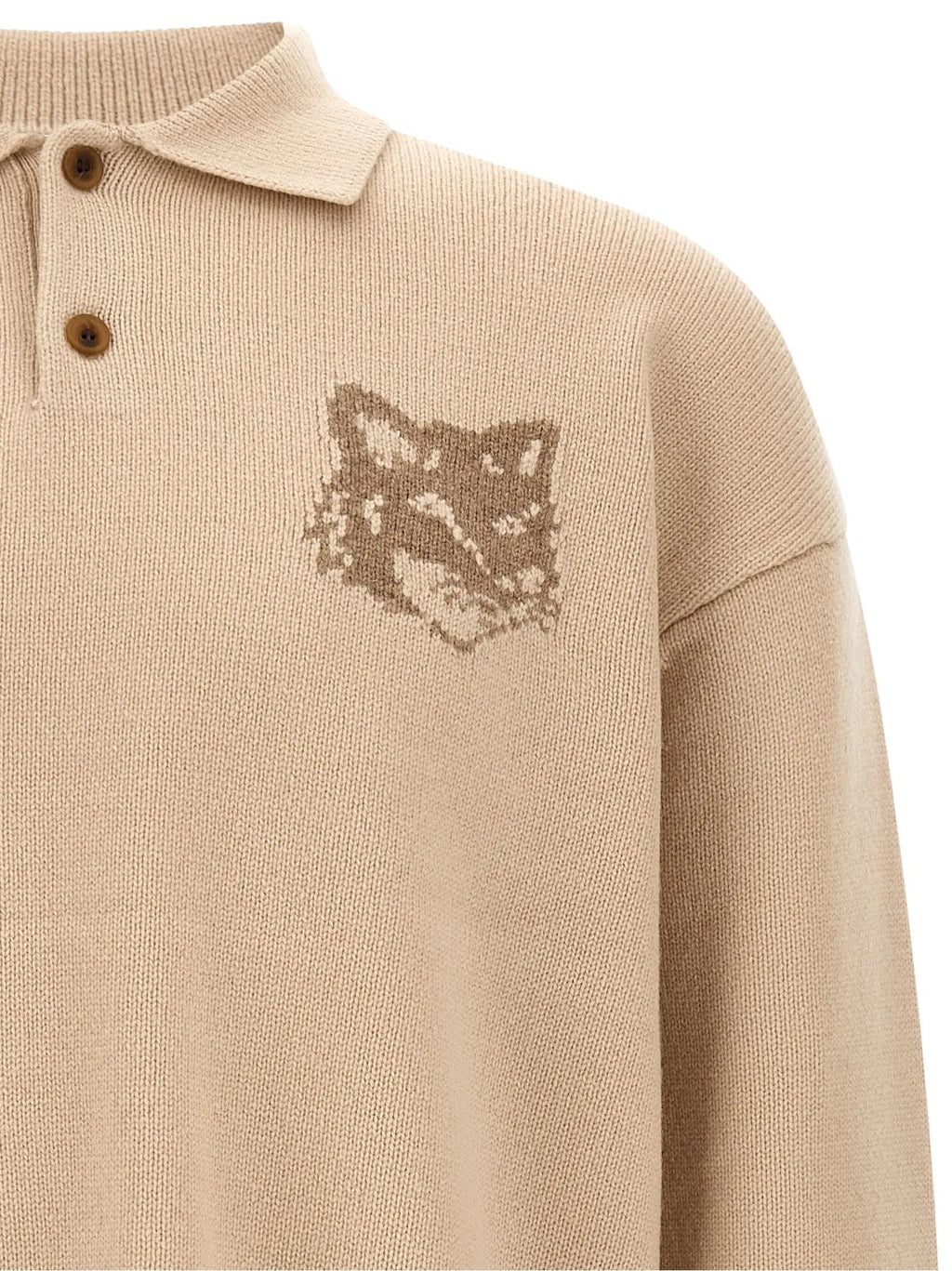 Maison Kitsuné Beige Wool Cardigan