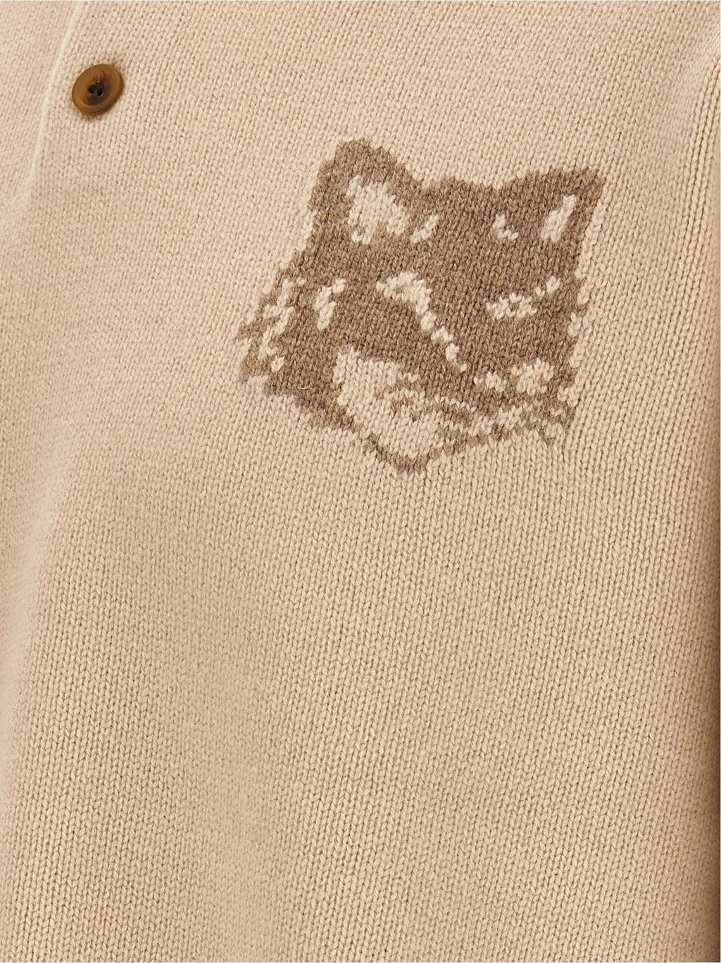 Maison Kitsuné Beige Wool Cardigan