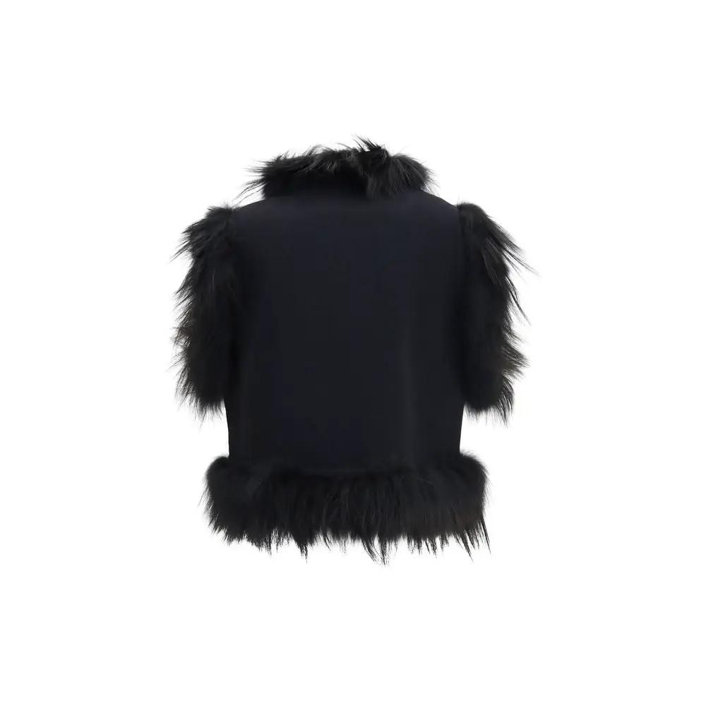 Fendi Black Wool Oves Aries Sleeveless Jacket
