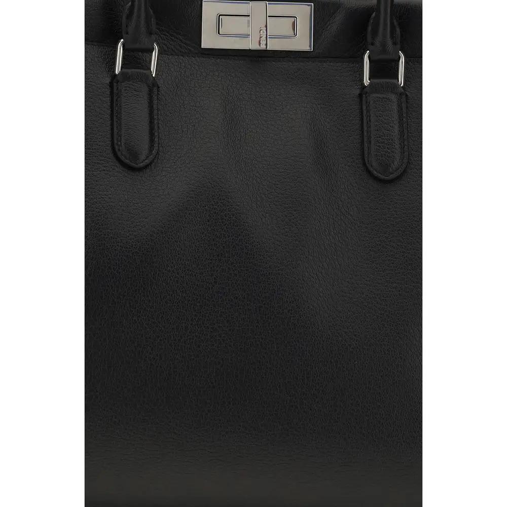 Sac porté épaule Fendi en cuir de veau noir Bos Taurus