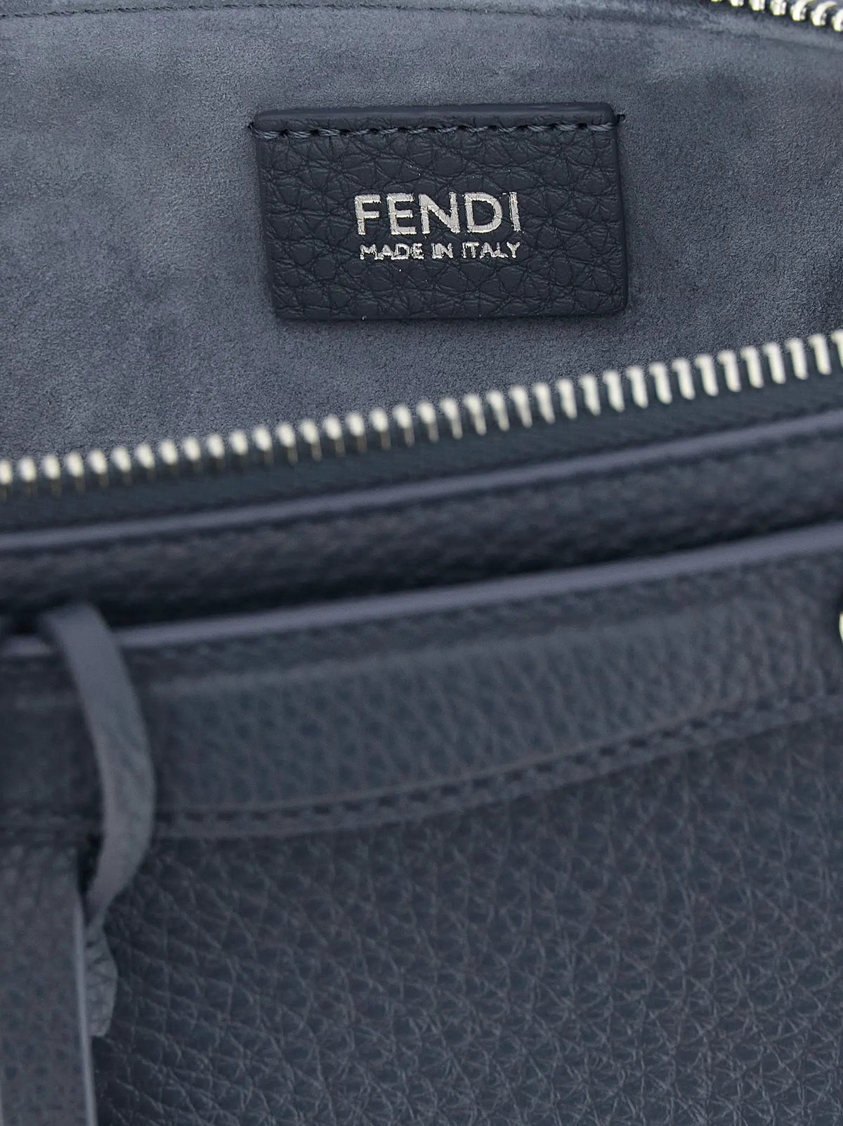Fendi Blue Calfskin Clutch Bag