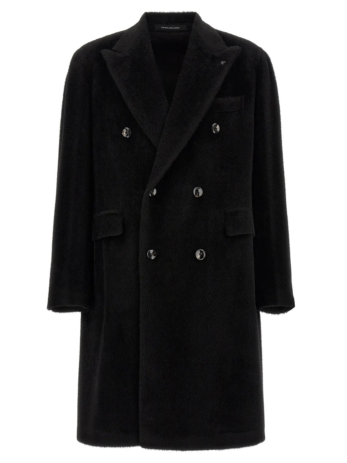 Tagliatore Black Alpaca Leather Coat