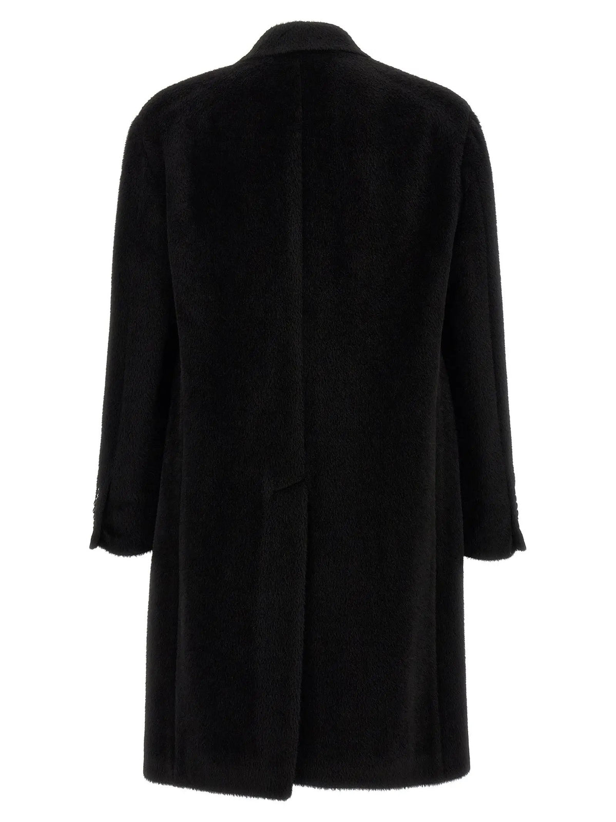 Tagliatore Black Alpaca Leather Coat