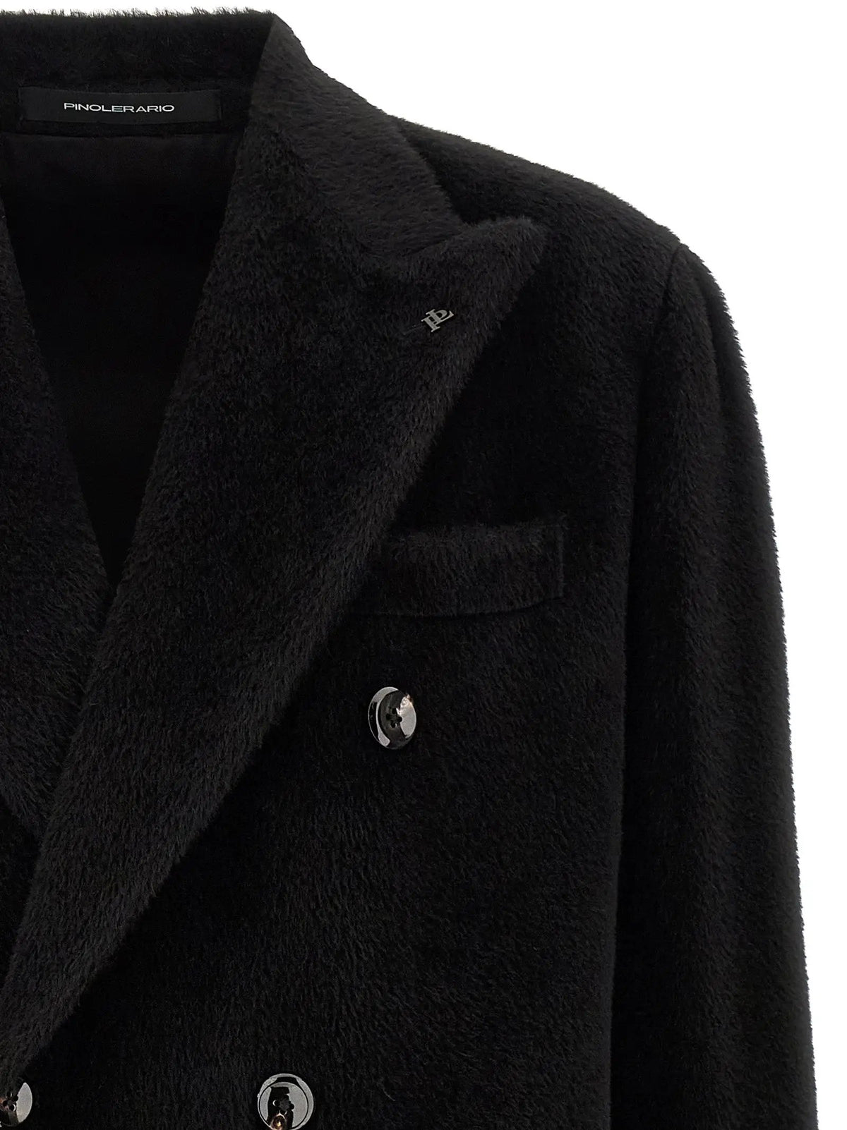 Tagliatore Black Alpaca Leather Coat