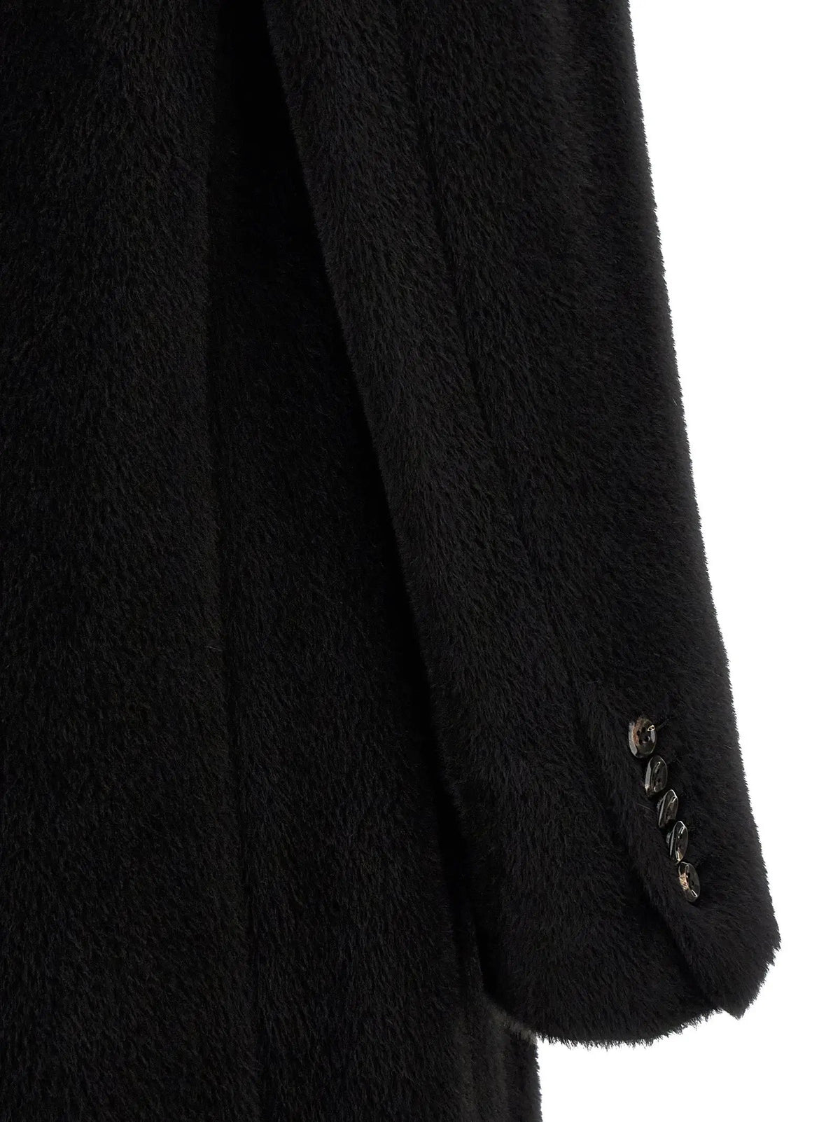 Tagliatore Black Alpaca Leather Coat