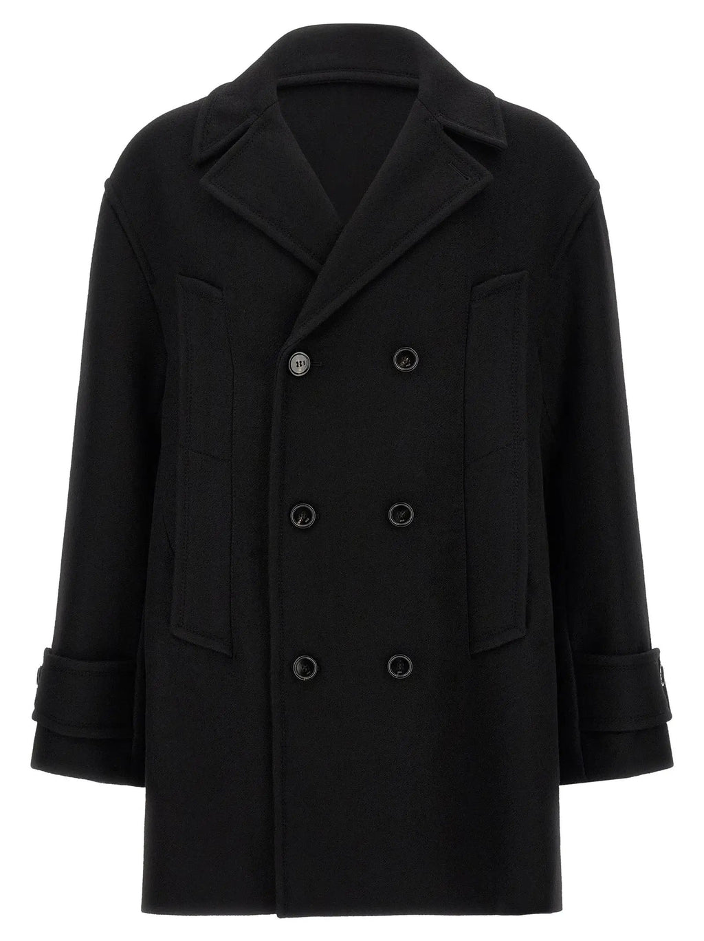Ami Paris Black Virgin Wool Coat