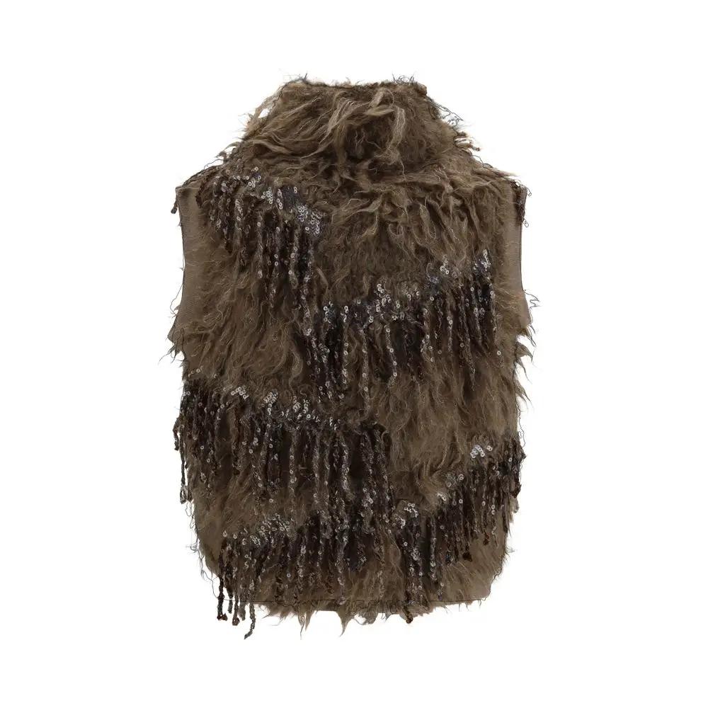 Brunello Cucinelli Brunello Cucinelli Beige Mohair Sleeveles Sweater