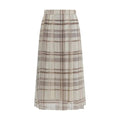 Brunello Cucinelli Beige Silk Midi Skirt