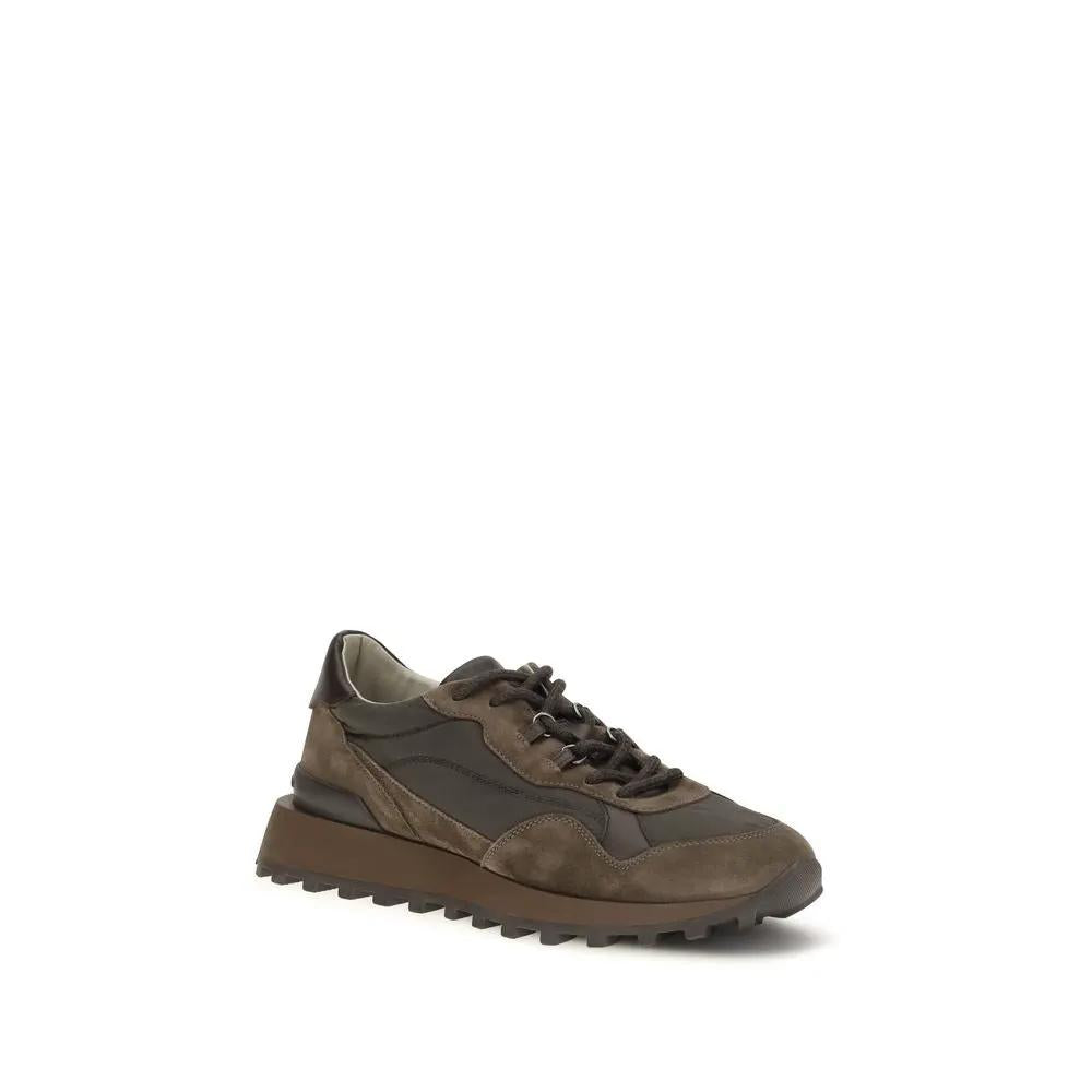 Brunello Cucinelli Brunello Cucinelli Brown Calf Leather Bos Taurus Athletic Sneakers