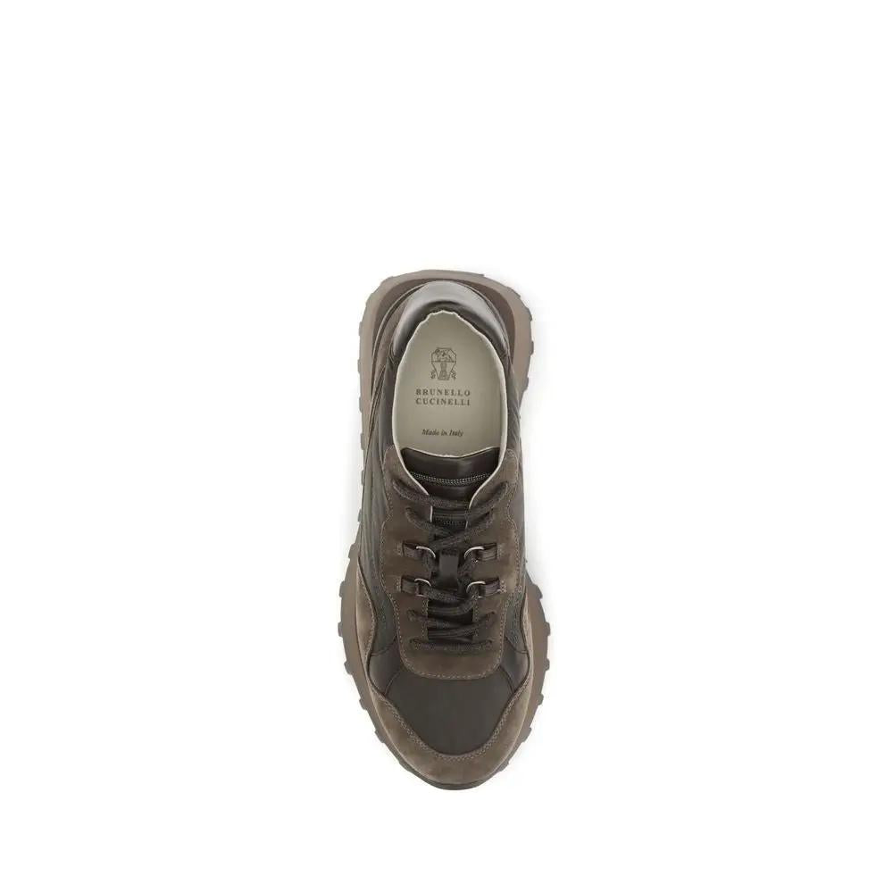 Brunello Cucinelli Brunello Cucinelli Brown Calf Leather Bos Taurus Athletic Sneakers