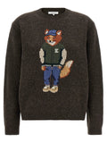 Maison Kitsuné Maison Kitsuné Brown Wool Cardigan