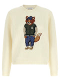 Maison Kitsuné Maison Kitsuné White Wool Cardigan