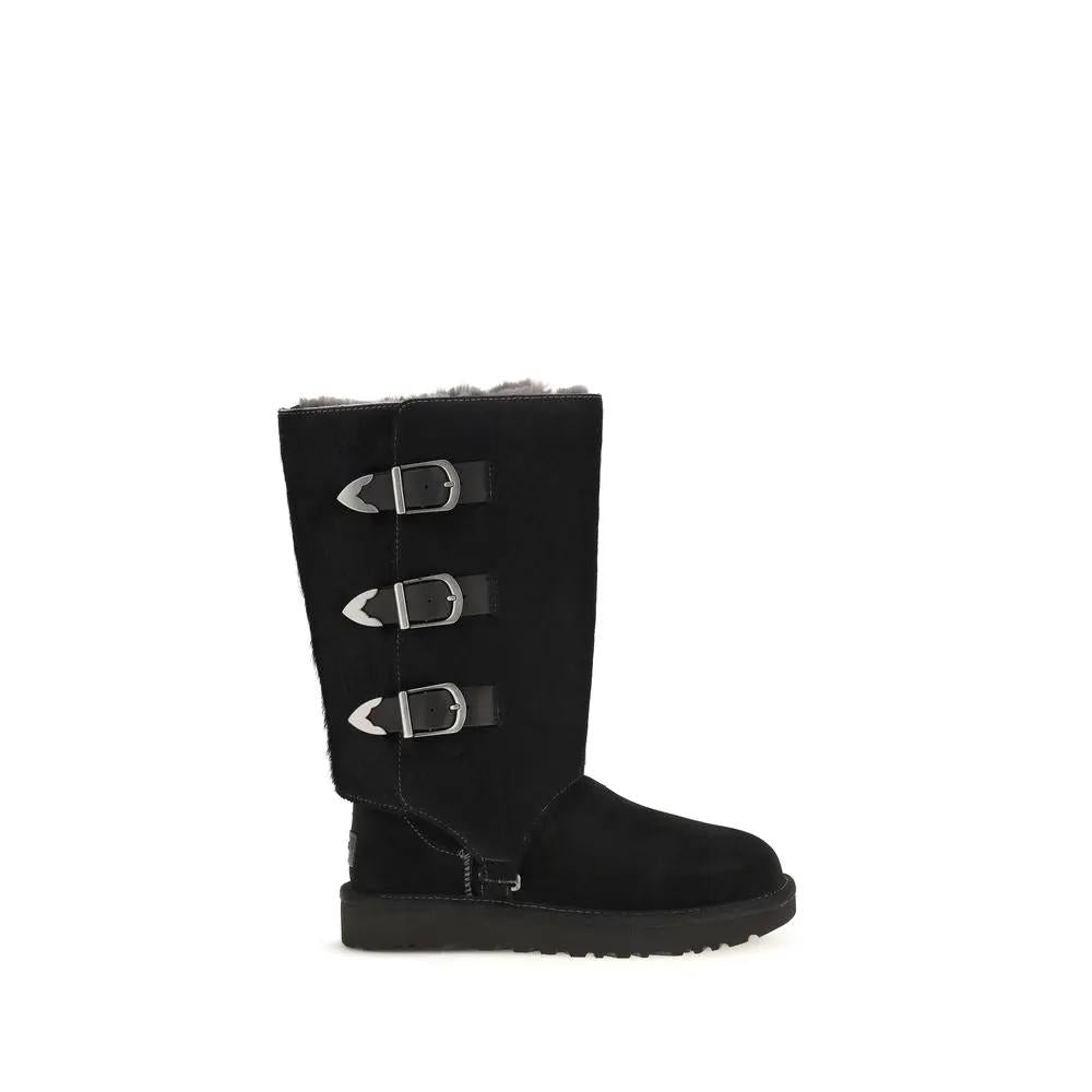 UGG UGG Black Suede Leather Lace-Up Boots