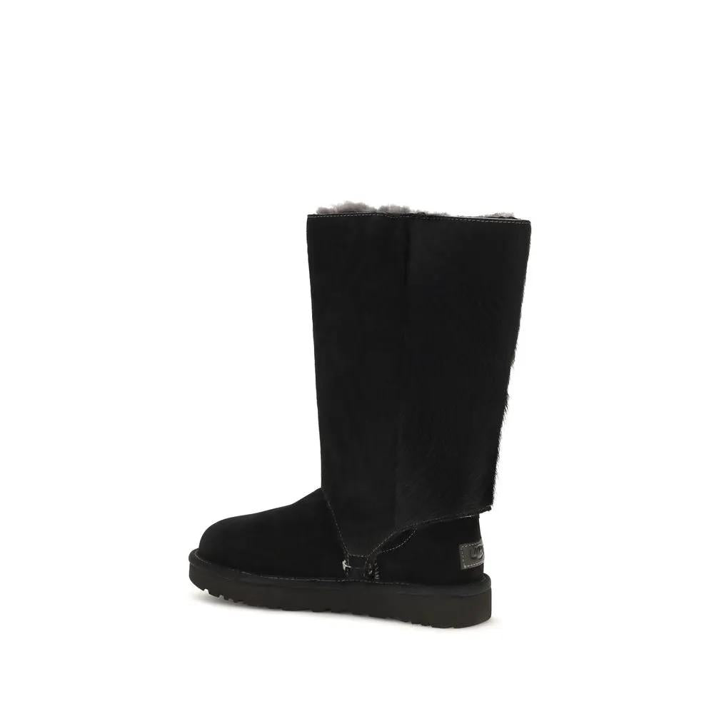 UGG UGG Black Suede Leather Lace-Up Boots