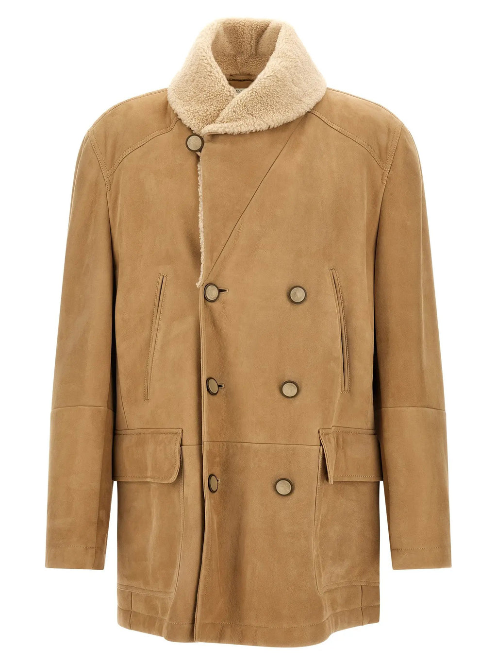 Brunello Cucinelli Brunello Cucinelli Beige Lamb Leather Leather Jacket