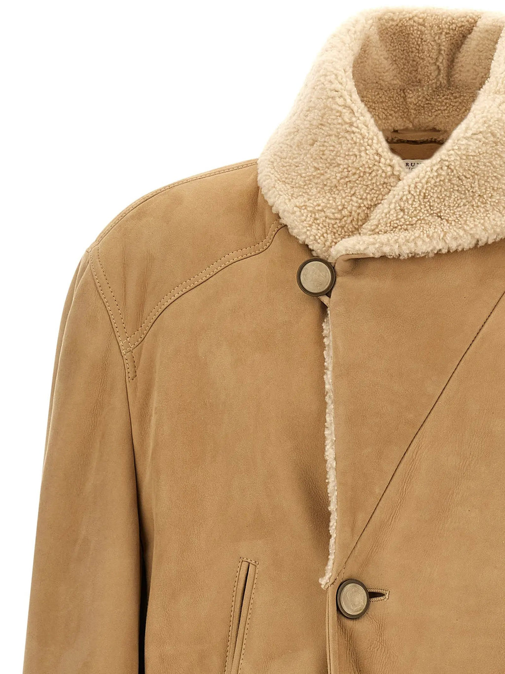 Brunello Cucinelli Brunello Cucinelli Beige Lamb Leather Leather Jacket
