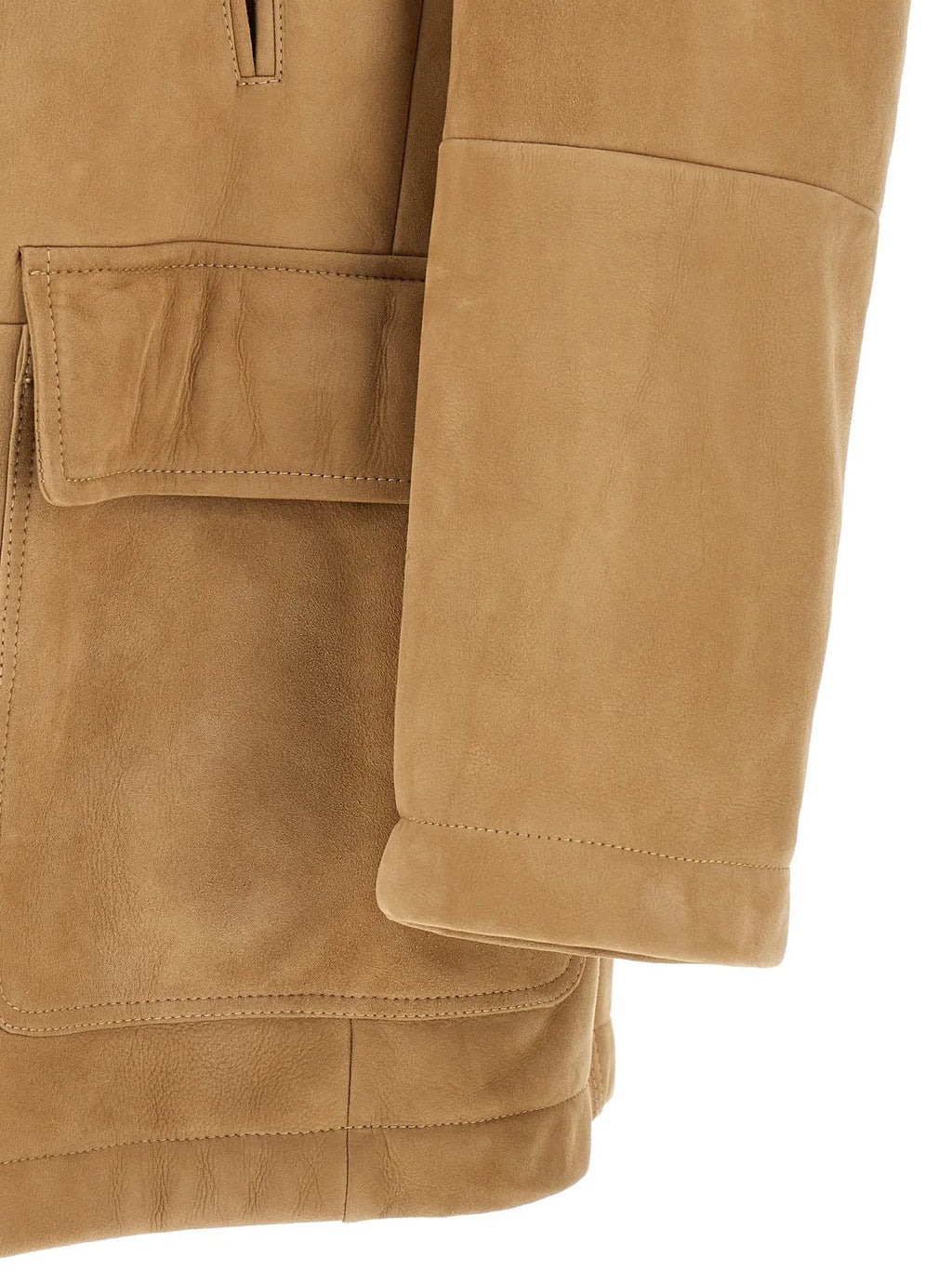 Brunello Cucinelli Brunello Cucinelli Beige Lamb Leather Leather Jacket