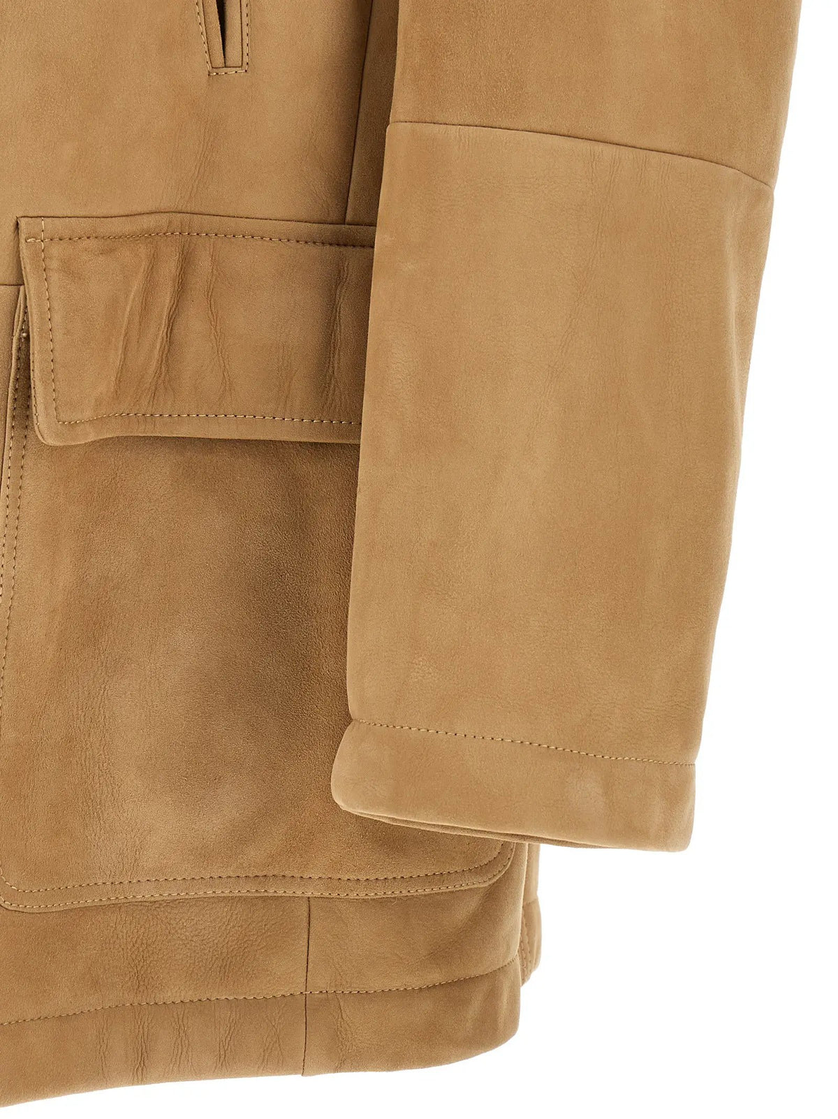 Brunello Cucinelli Brunello Cucinelli Beige Lamb Leather Leather Jacket