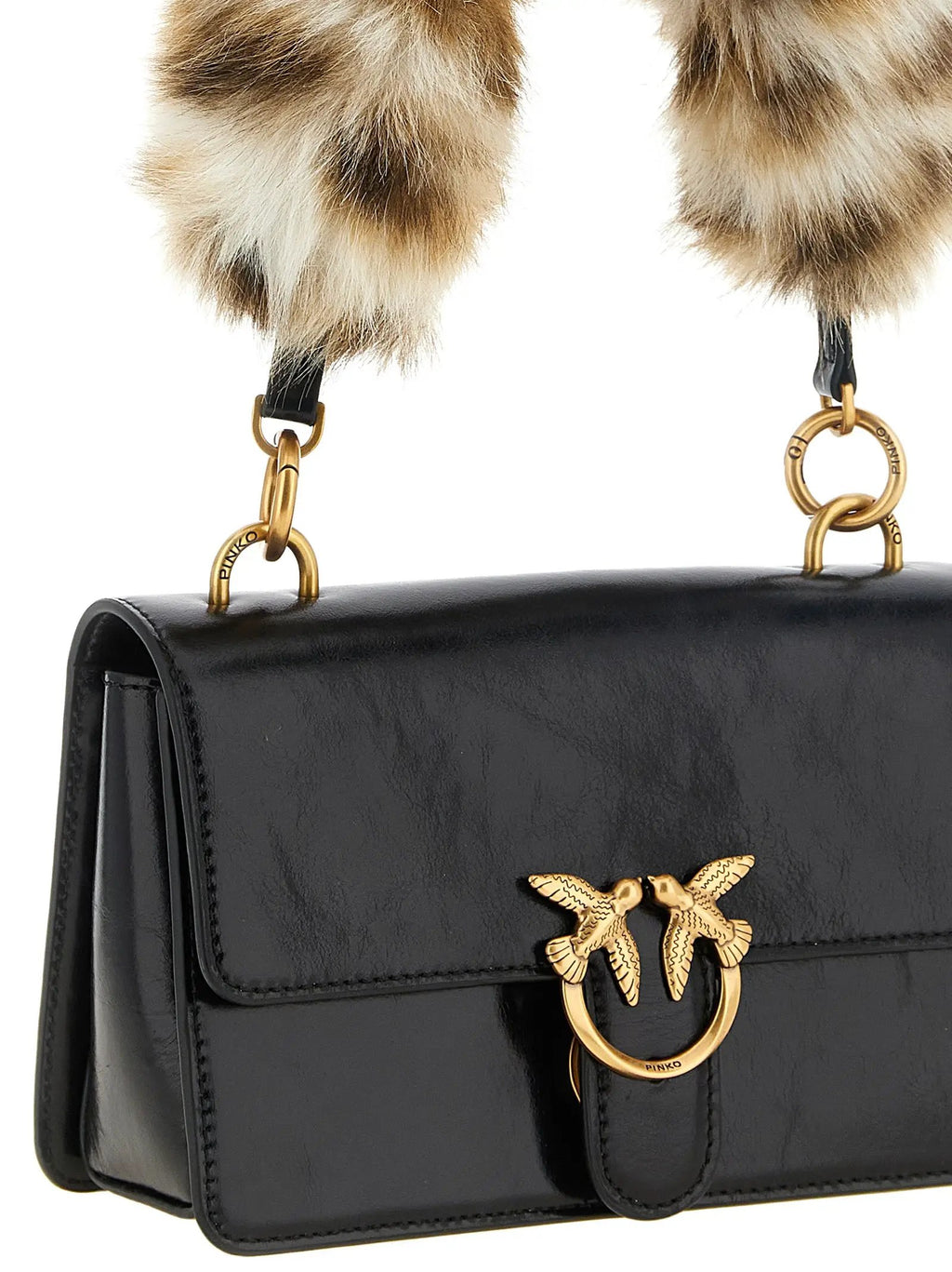 PINKO PINKO Black Calfskin Shoulder Bag