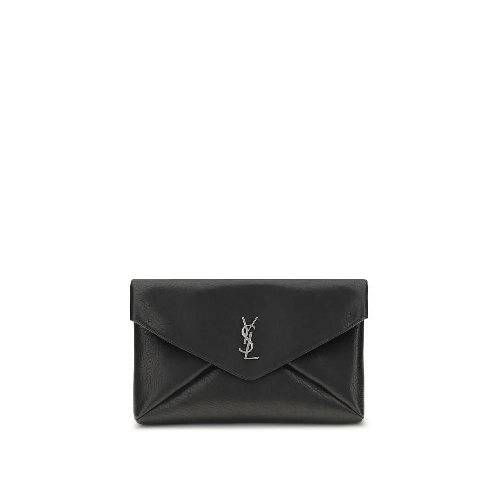 Saint Laurent Saint Laurent Black Calf Leather Bos Taurus Clutch Bag