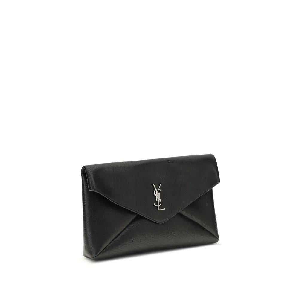 Saint Laurent Saint Laurent Black Calf Leather Bos Taurus Clutch Bag