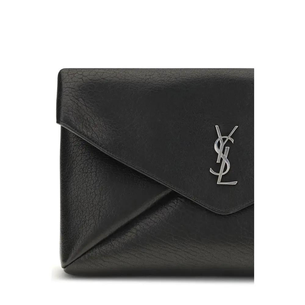 Saint Laurent Saint Laurent Black Calf Leather Bos Taurus Clutch Bag
