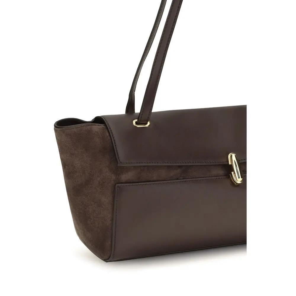 Savette Savette Brown Calf Leather Bos Taurus Shoulder Bag
