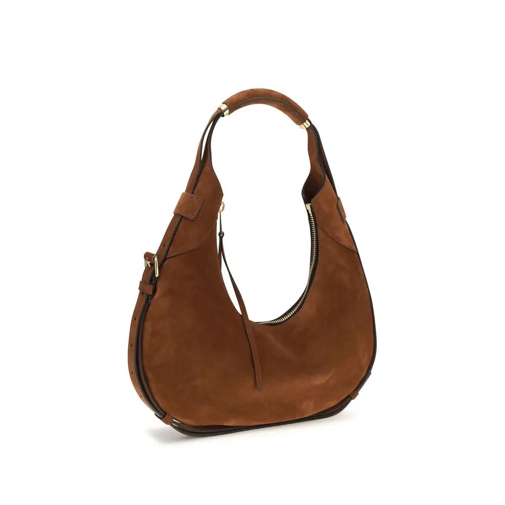 Moschino Moschino Brown Suede Leather Shoulder Bag