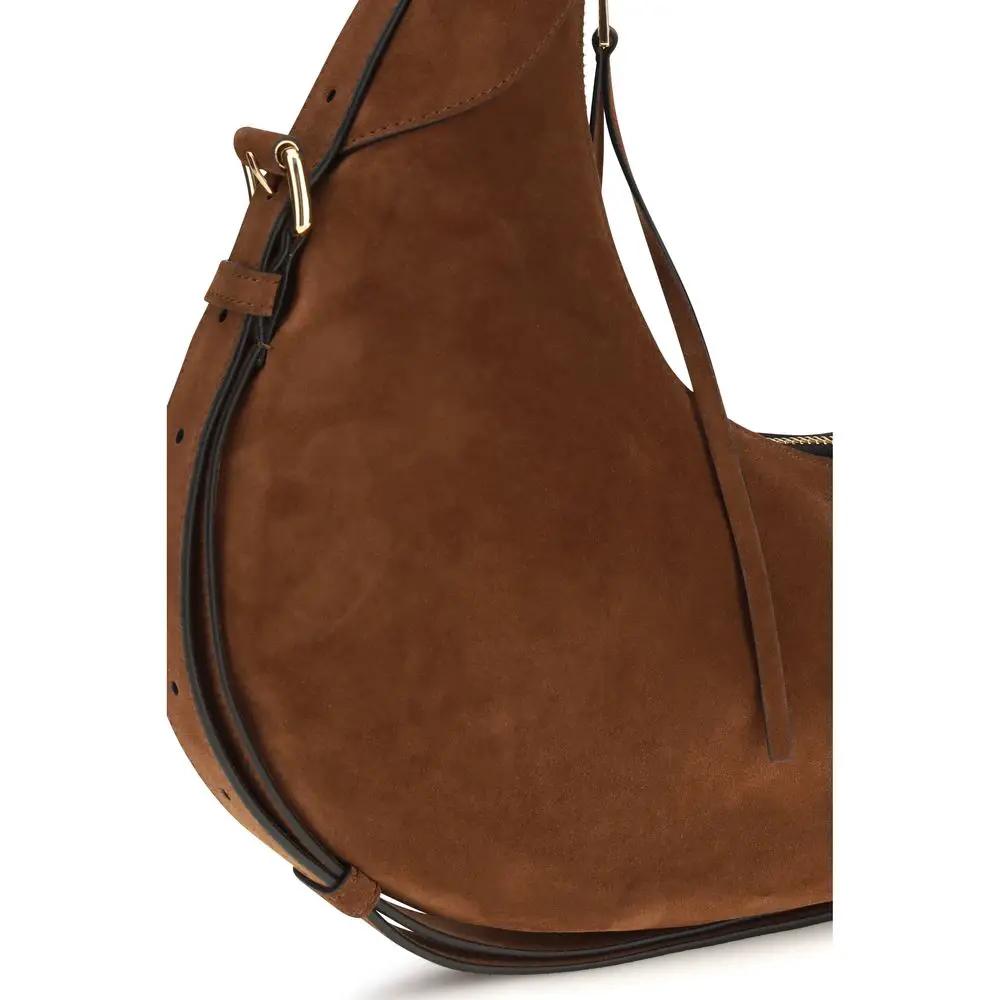Moschino Moschino Brown Suede Leather Shoulder Bag