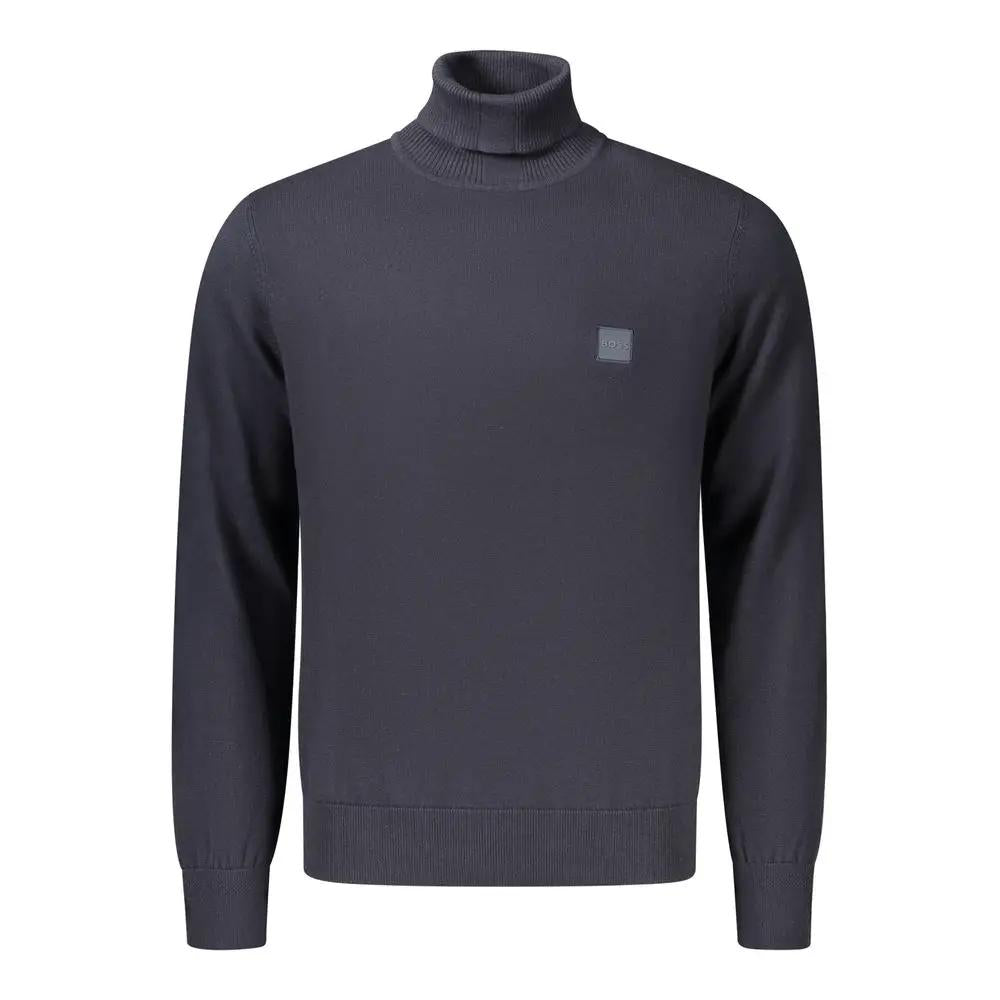 Hugo Boss Hugo Boss Blue Cotton Turtleneck